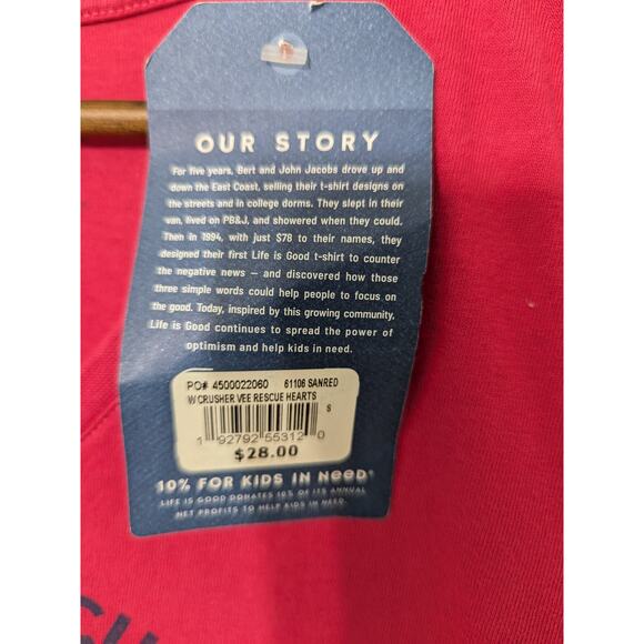 Life is Good My Dog Rescued Me Womens Crusher Tee Size Small Dog Lovers Red New - Picture 4 of 9